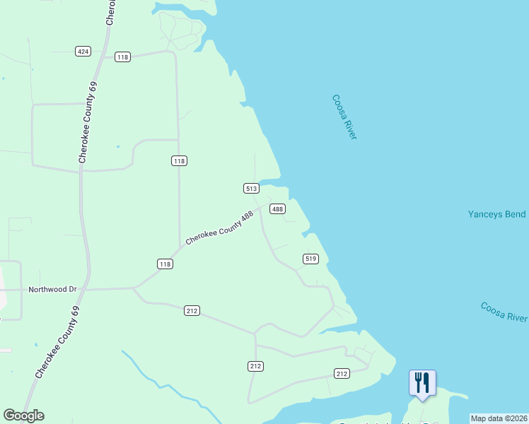 map of restaurants, bars, coffee shops, grocery stores, and more near 790 County Road 513 in Centre