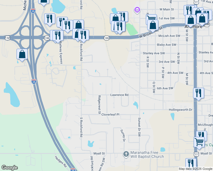 map of restaurants, bars, coffee shops, grocery stores, and more near 704 Rosewood Street in Ardmore