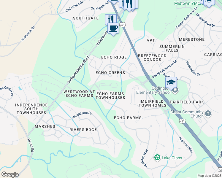 map of restaurants, bars, coffee shops, grocery stores, and more near 311 St Anne's Moor in Wilmington
