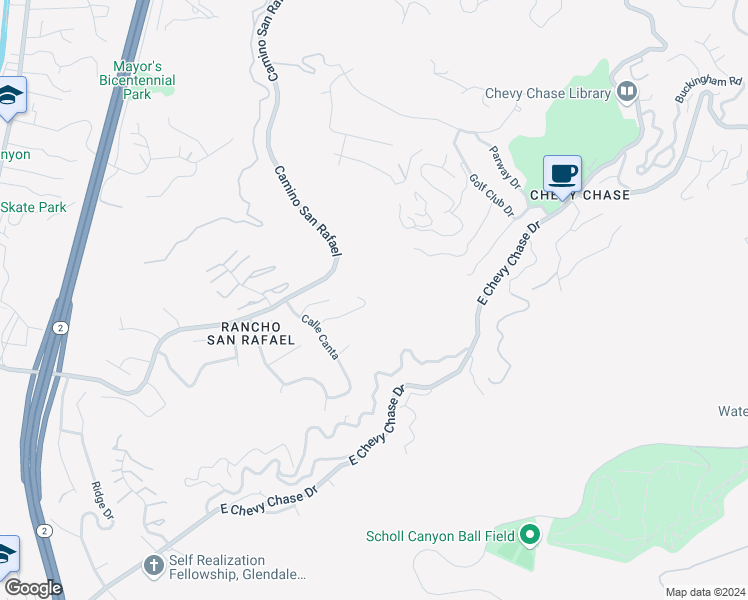 map of restaurants, bars, coffee shops, grocery stores, and more near 1960 Calle Sirena in Glendale
