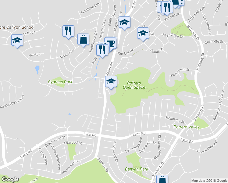 map of restaurants, bars, coffee shops, grocery stores, and more near 650 Astera Court in Thousand Oaks