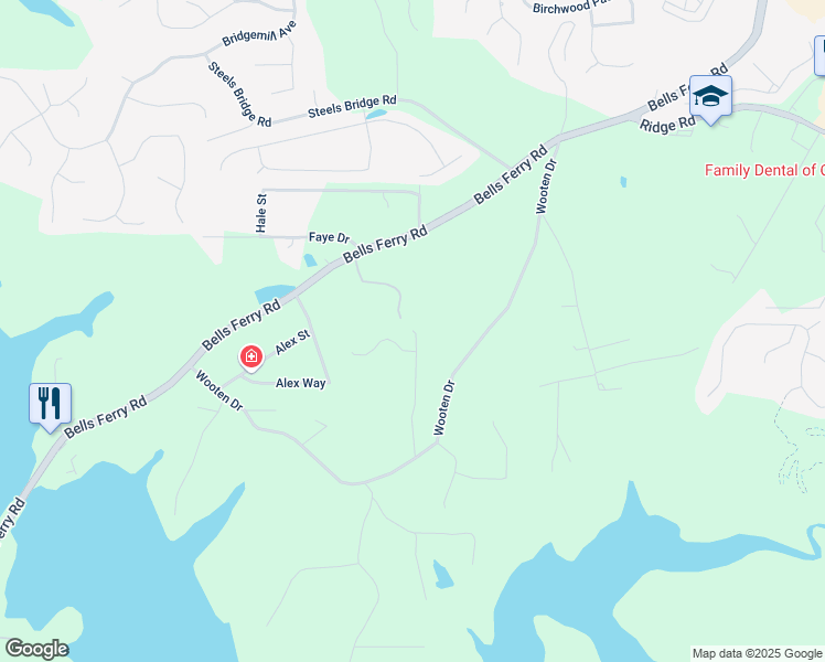 map of restaurants, bars, coffee shops, grocery stores, and more near 891 Wooten Court in Canton