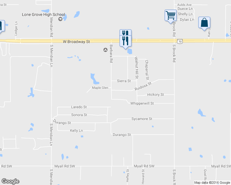 map of restaurants, bars, coffee shops, grocery stores, and more near 501 Ruidosa Street in Ardmore