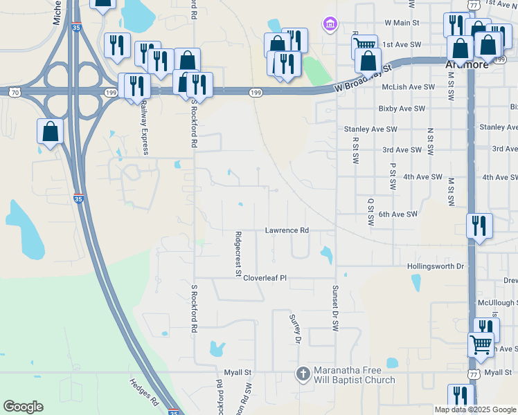 map of restaurants, bars, coffee shops, grocery stores, and more near 704 Rosewood Street in Ardmore