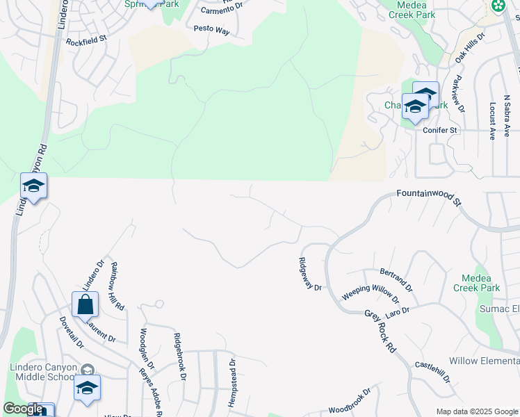 map of restaurants, bars, coffee shops, grocery stores, and more near 29729 Kimberly Drive in Agoura Hills
