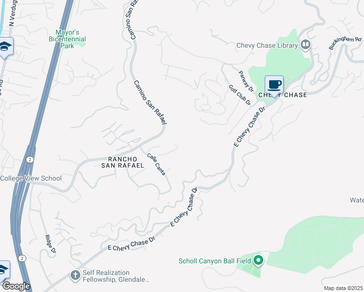 map of restaurants, bars, coffee shops, grocery stores, and more near 1960 Calle Sirena in Glendale