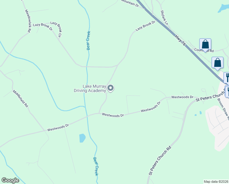 map of restaurants, bars, coffee shops, grocery stores, and more near 140 Distant Lane in Chapin