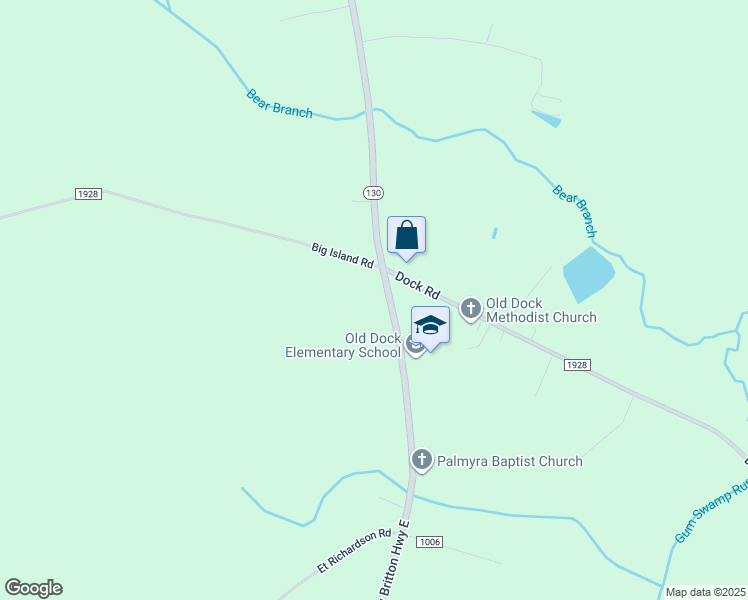 map of restaurants, bars, coffee shops, grocery stores, and more near 12322 New Britton Highway East in Whiteville