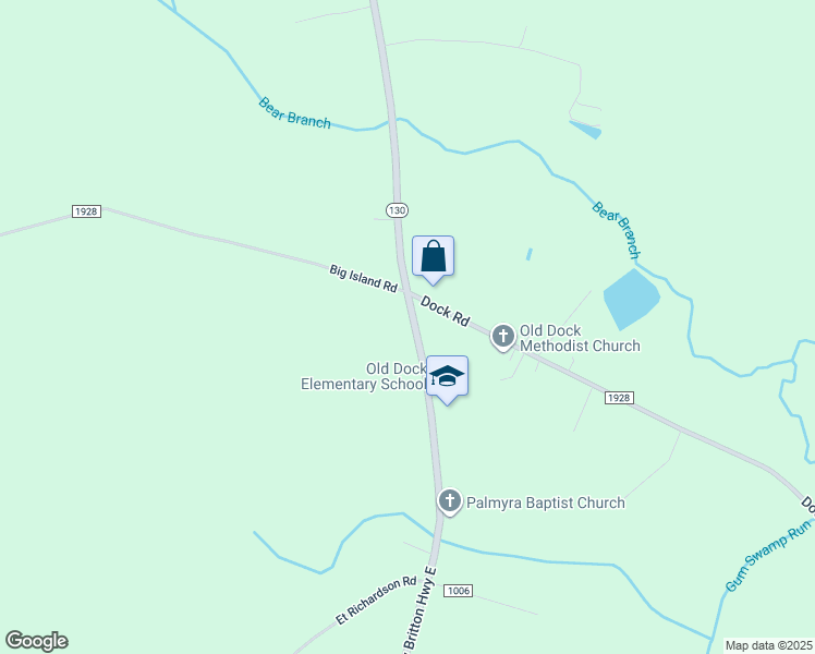 map of restaurants, bars, coffee shops, grocery stores, and more near 12322 New Britton Highway East in Whiteville