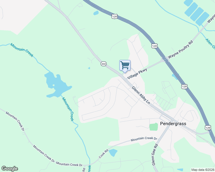 map of restaurants, bars, coffee shops, grocery stores, and more near 937 Starbuck Parkway in Pendergrass