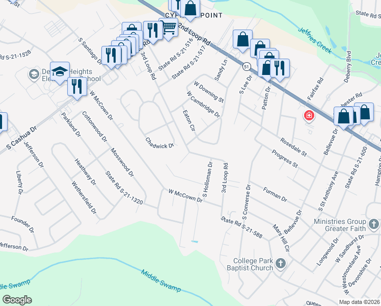 map of restaurants, bars, coffee shops, grocery stores, and more near 2198 State Road S-21-903 in Florence