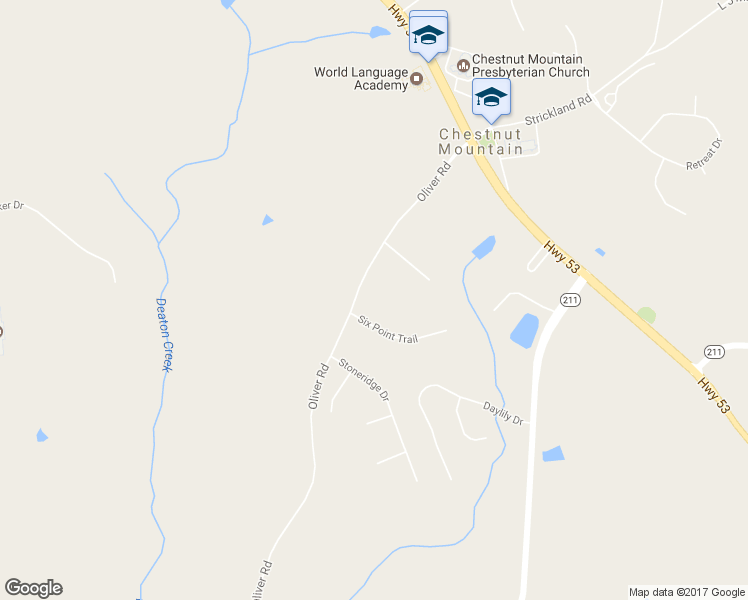 map of restaurants, bars, coffee shops, grocery stores, and more near 4925 Oliver Road in Flowery Branch