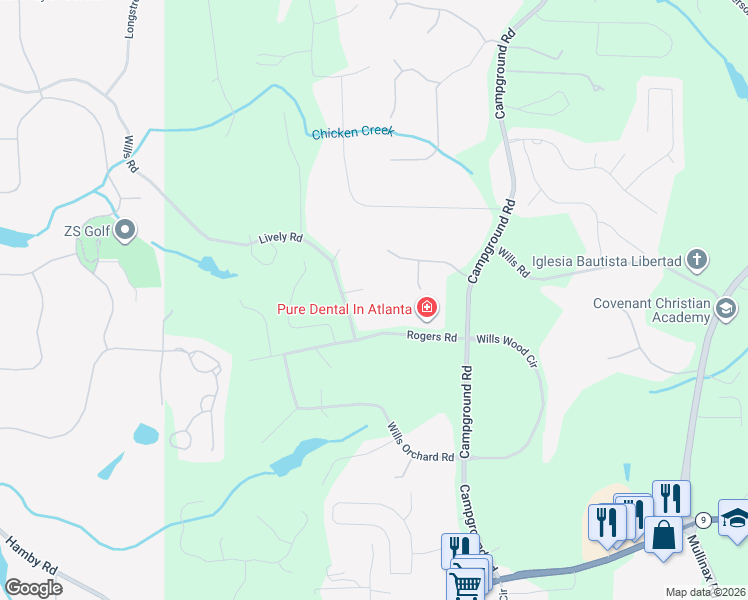 map of restaurants, bars, coffee shops, grocery stores, and more near 6080 Lively Court in Cumming