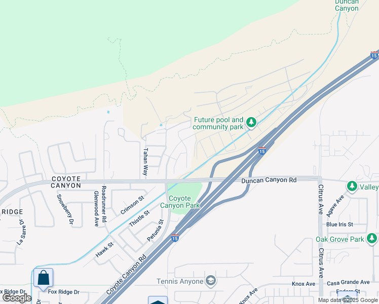 map of restaurants, bars, coffee shops, grocery stores, and more near 4803 Hawk Ridge Avenue in Fontana
