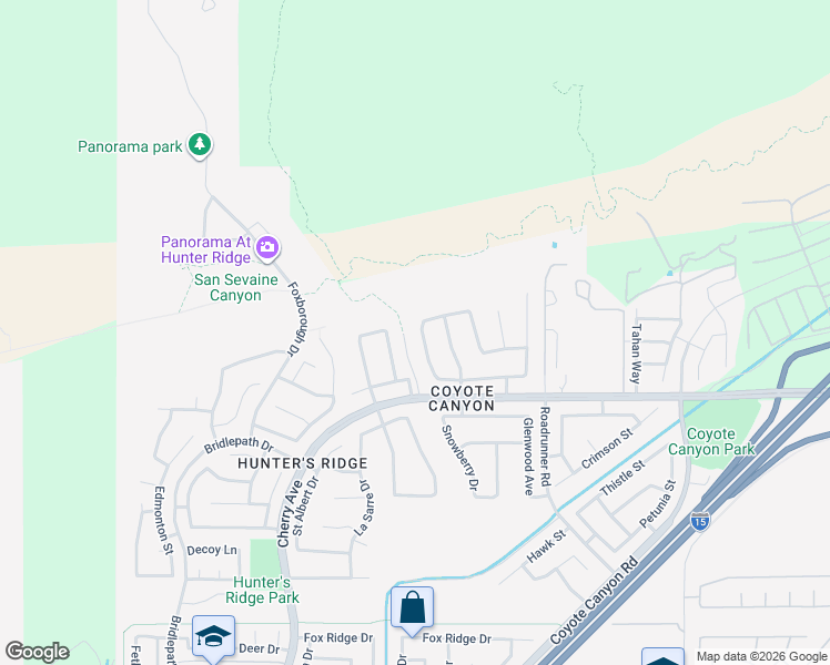 map of restaurants, bars, coffee shops, grocery stores, and more near 4790 Dovehurst Way in Fontana