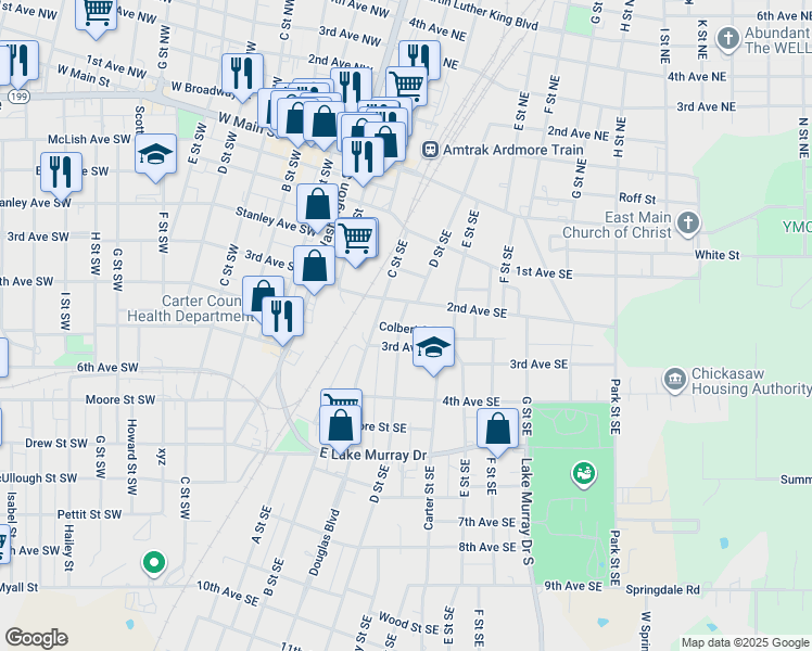 map of restaurants, bars, coffee shops, grocery stores, and more near 218 D Street Southeast in Ardmore