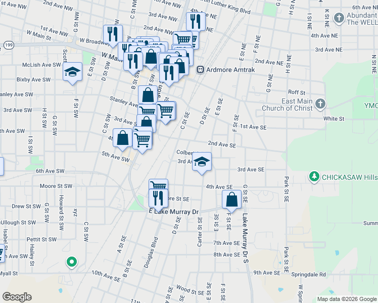 map of restaurants, bars, coffee shops, grocery stores, and more near 218 D Street Southeast in Ardmore