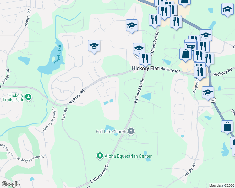 map of restaurants, bars, coffee shops, grocery stores, and more near 443 Timberleaf Road in Canton