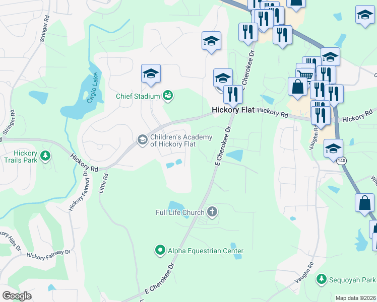 map of restaurants, bars, coffee shops, grocery stores, and more near 443 Timberleaf Road in Canton