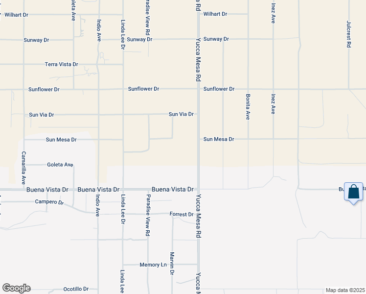 map of restaurants, bars, coffee shops, grocery stores, and more near Yucca Mesa Road in Yucca Valley