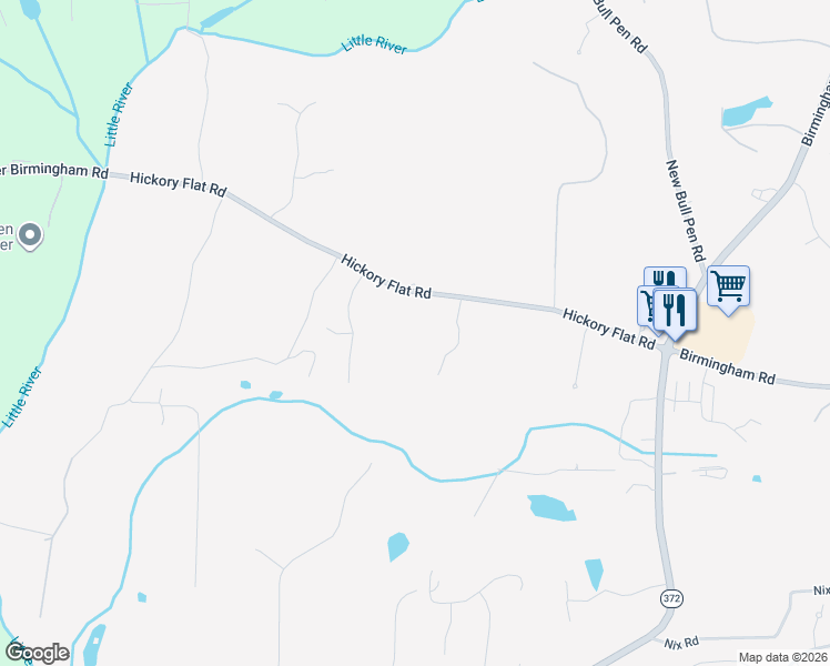 map of restaurants, bars, coffee shops, grocery stores, and more near 575 Hickory Flat Road in Alpharetta