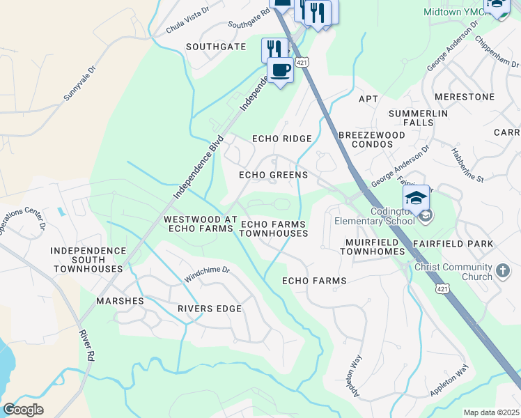 map of restaurants, bars, coffee shops, grocery stores, and more near 311 St Anne's Moor in Wilmington