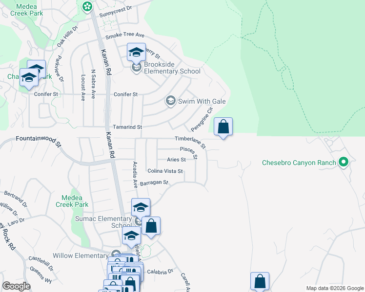 map of restaurants, bars, coffee shops, grocery stores, and more near 28727 Pisces Street in Agoura Hills