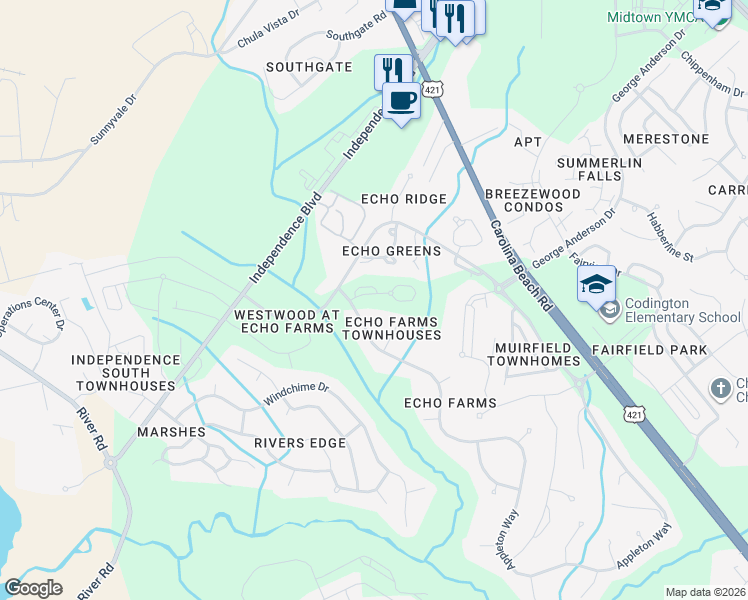 map of restaurants, bars, coffee shops, grocery stores, and more near 311 St Anne's Moor in Wilmington