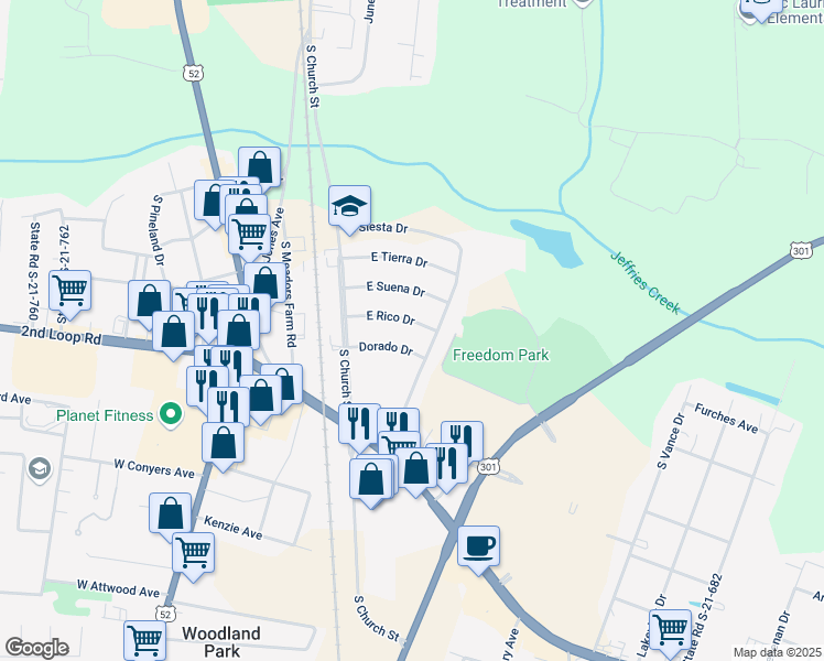 map of restaurants, bars, coffee shops, grocery stores, and more near 401 Dorado Drive in Florence