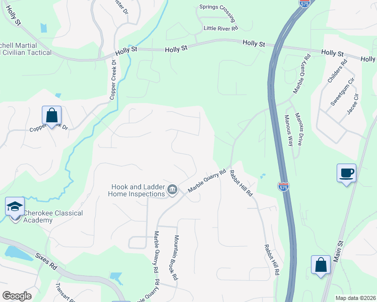 map of restaurants, bars, coffee shops, grocery stores, and more near 464 Crestmont Lane in Canton