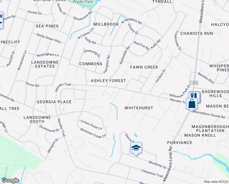 map of restaurants, bars, coffee shops, grocery stores, and more near 700 Paisley Court in Wilmington