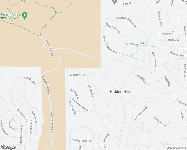 map of restaurants, bars, coffee shops, grocery stores, and more near 5716 Jed Smith Road in Hidden Hills