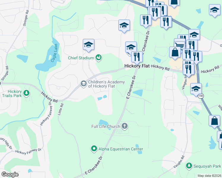 map of restaurants, bars, coffee shops, grocery stores, and more near 443 Timberleaf Road in Canton