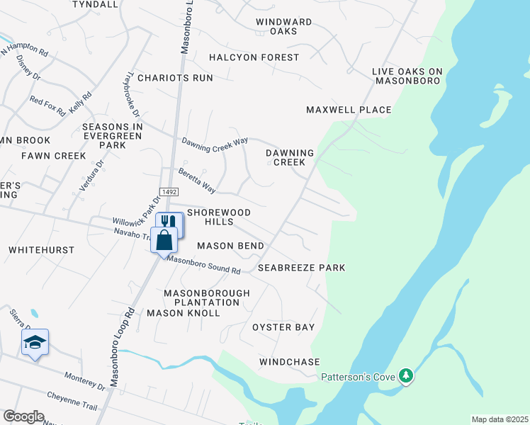 map of restaurants, bars, coffee shops, grocery stores, and more near 5420 Beretta Way in Wilmington
