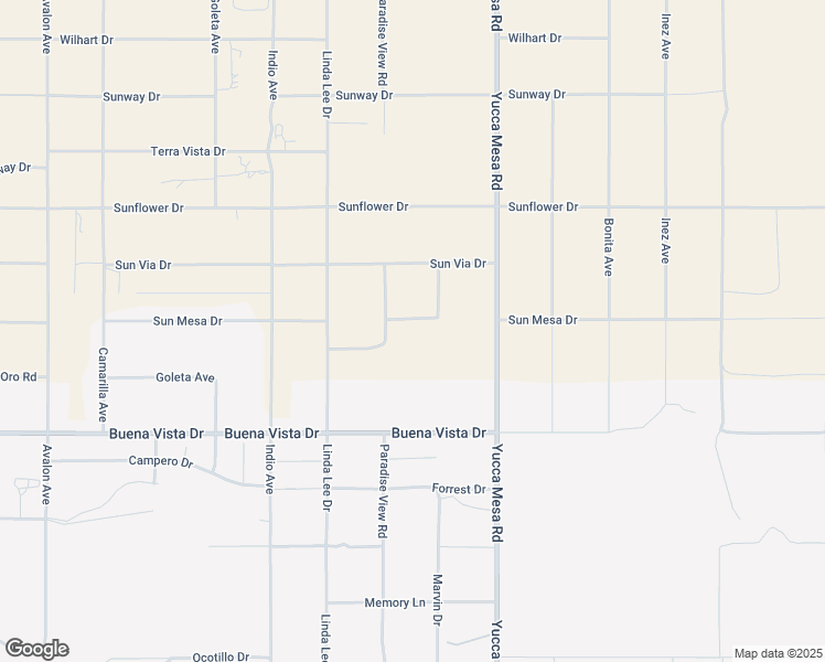 map of restaurants, bars, coffee shops, grocery stores, and more near Paradise View Road in Yucca Valley