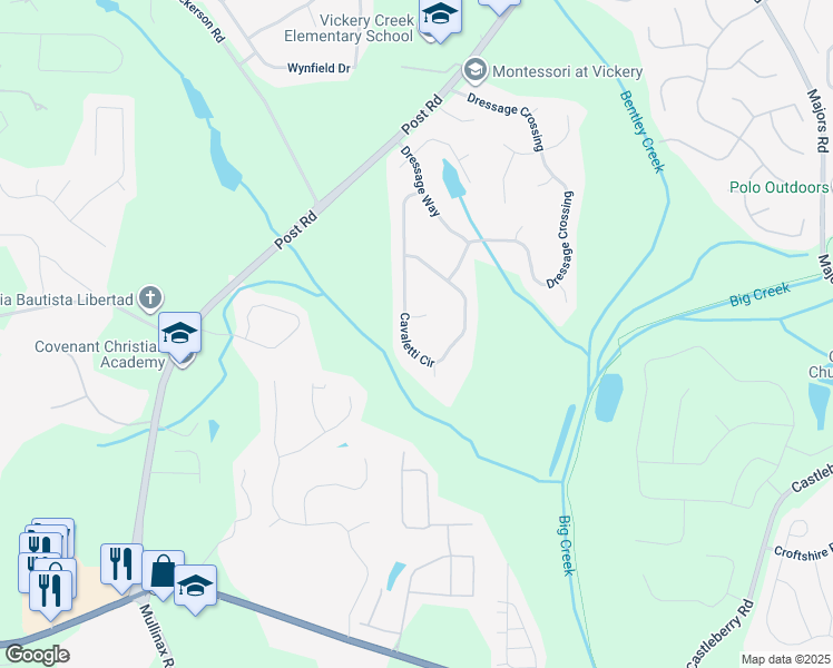 map of restaurants, bars, coffee shops, grocery stores, and more near 7360 Cavaletti Circle in Cumming
