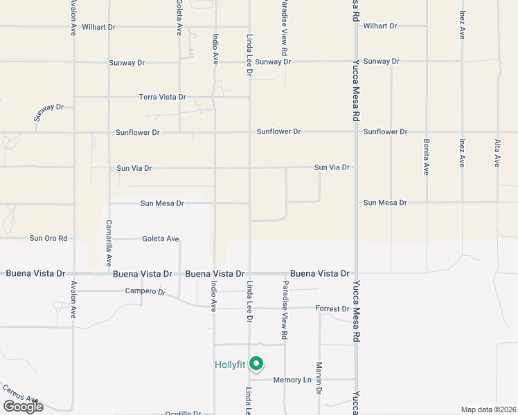 map of restaurants, bars, coffee shops, grocery stores, and more near 4715 Linda Lee Dr in Yucca Valley