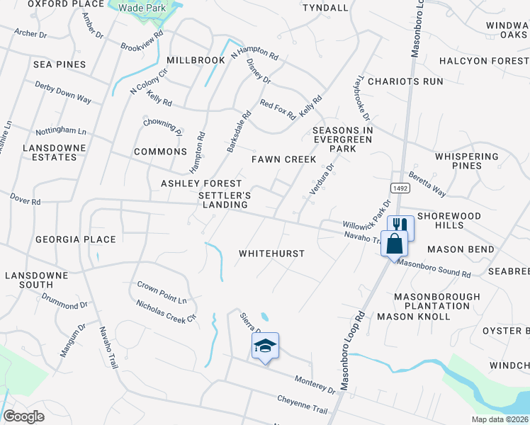 map of restaurants, bars, coffee shops, grocery stores, and more near 4001-4019 Freedom Rd in Wilmington