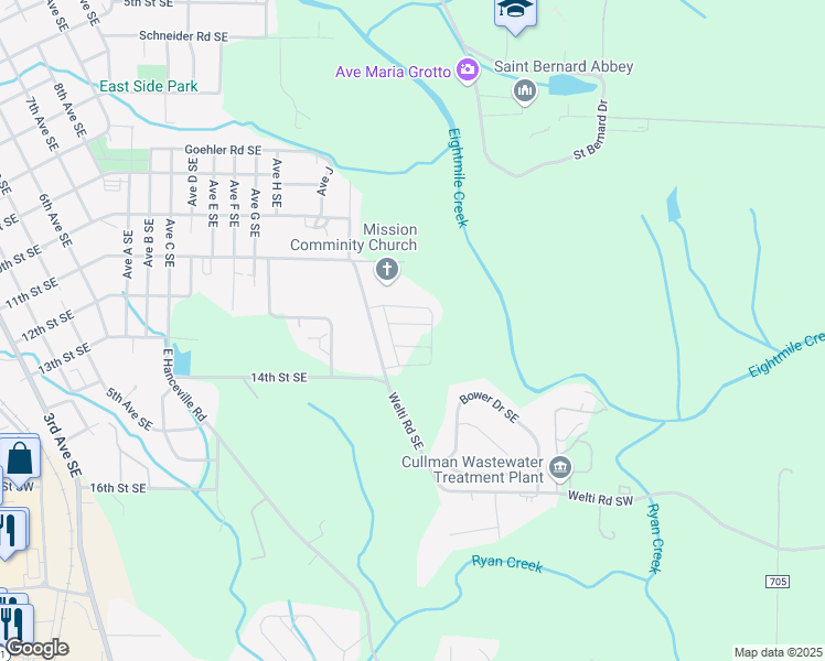 map of restaurants, bars, coffee shops, grocery stores, and more near 1510 Joy Street Southeast in Cullman
