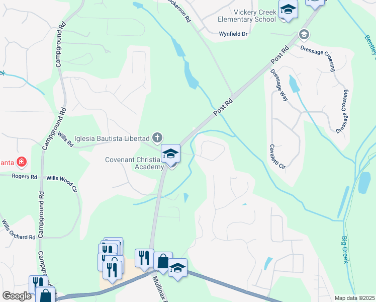 map of restaurants, bars, coffee shops, grocery stores, and more near 6845 Rocking Horse Lane in Cumming