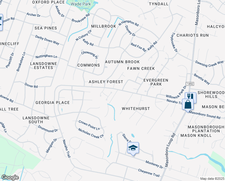 map of restaurants, bars, coffee shops, grocery stores, and more near 700 Paisley Court in Wilmington