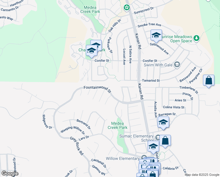map of restaurants, bars, coffee shops, grocery stores, and more near 29251 Fountainwood Street in Agoura Hills