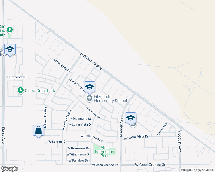 map of restaurants, bars, coffee shops, grocery stores, and more near 3737 North Amberwood Avenue in Rialto