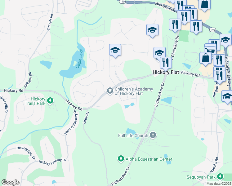 map of restaurants, bars, coffee shops, grocery stores, and more near 214 Walnut Ridge Road in Canton