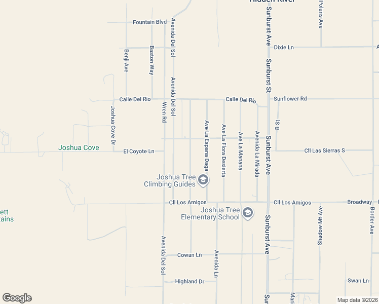 map of restaurants, bars, coffee shops, grocery stores, and more near 4725 Avenue La Candela in Joshua Tree