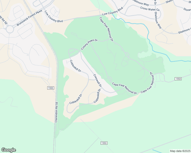 map of restaurants, bars, coffee shops, grocery stores, and more near Cresswell Court in Leland