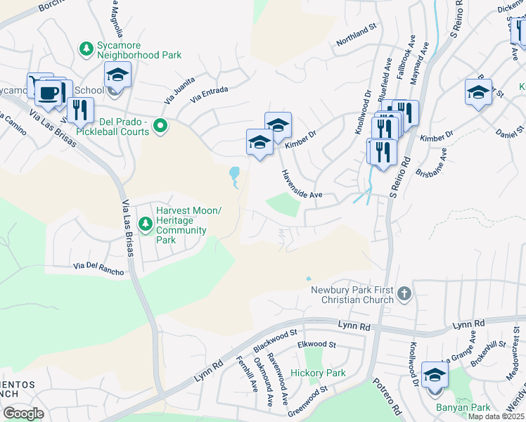 map of restaurants, bars, coffee shops, grocery stores, and more near 4171 Mountain Creek Drive in Thousand Oaks