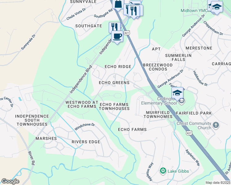 map of restaurants, bars, coffee shops, grocery stores, and more near 311 St Anne's Moor in Wilmington