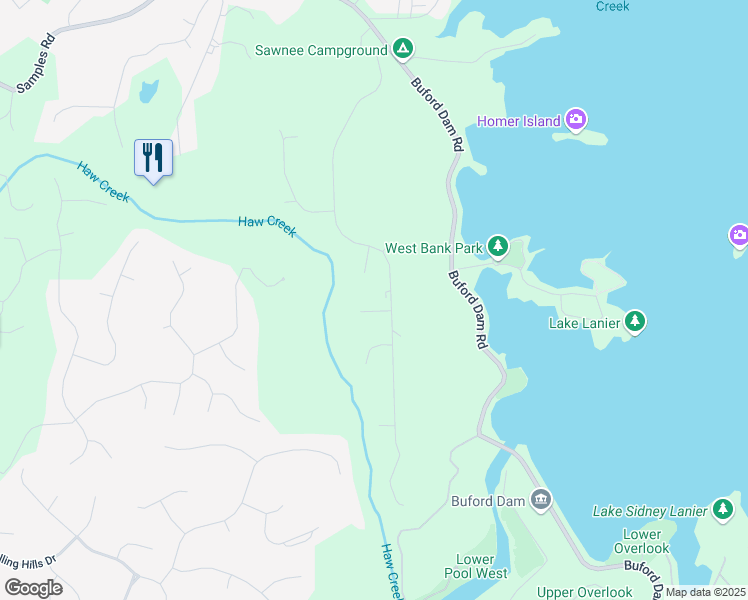 map of restaurants, bars, coffee shops, grocery stores, and more near 3620 High Point in Cumming
