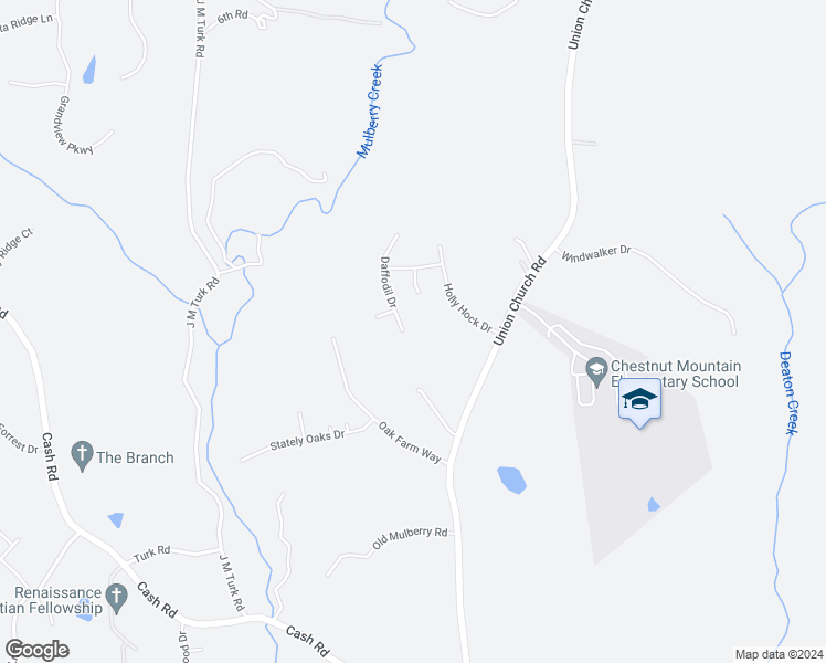 map of restaurants, bars, coffee shops, grocery stores, and more near 6006 Daffodil Drive in Flowery Branch